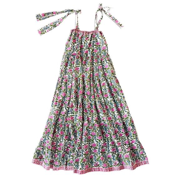 Sue Sartor Rare Print‎ Tank Maxi Dress Pink Floral